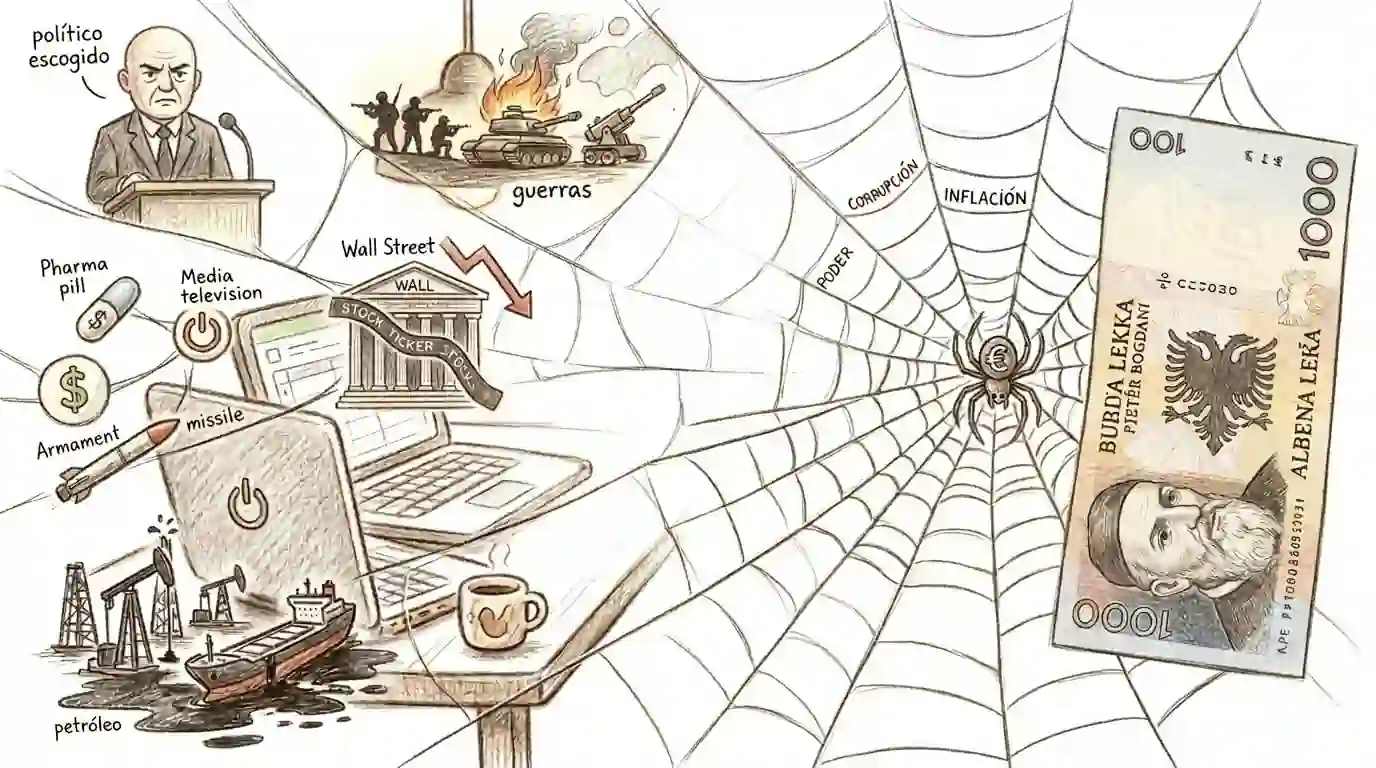 Një tezgë me domate të freskëta në tregun e Tiranës me një sfond të lajmeve ndërkombëtare
